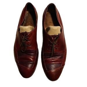 10/$25🦋 Emilio Franco Burgundy Leather Lace-Up Oxford Loafers  - Size 8